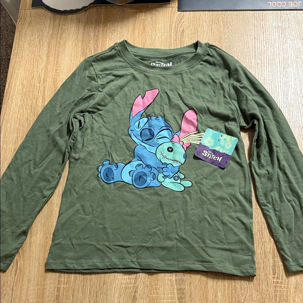 Disney Kids Long Sleeve Shirt - Green with Stitch Graphic